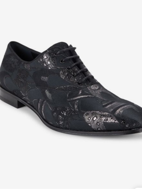 Salvatore Ferragamo belshaw sz 7.5 metallic print Men\'s Black  Lace-Up Dress main image 5